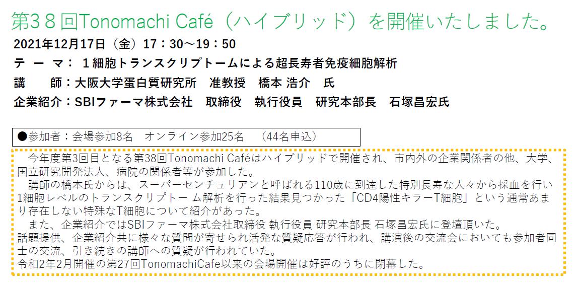 第38回Tonomachi cafeオンライン開催しました